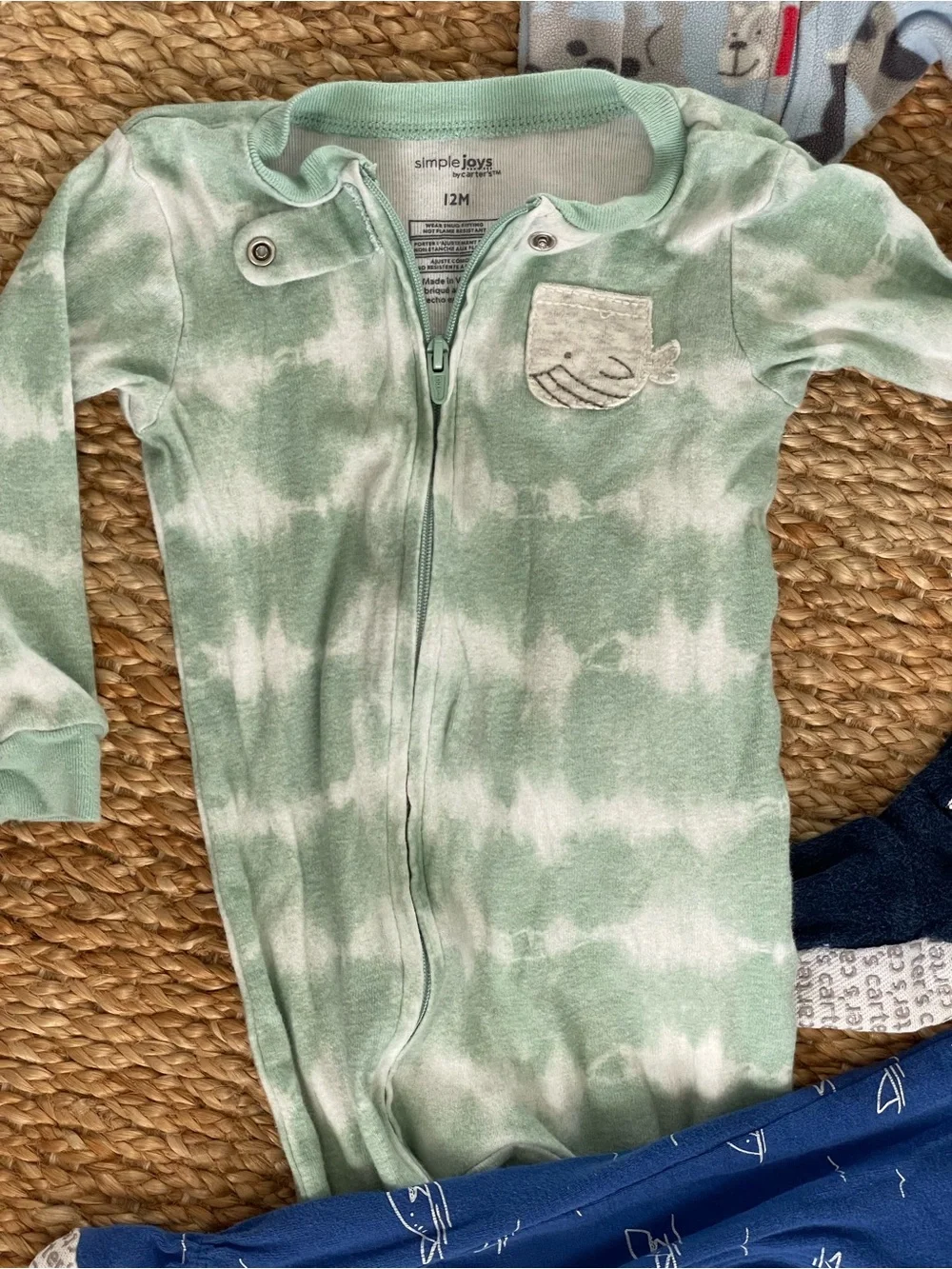 Carter’s Baby Boy 5 Piece Footed Pajamas Lot 12M Sleepwear Casual Cozy